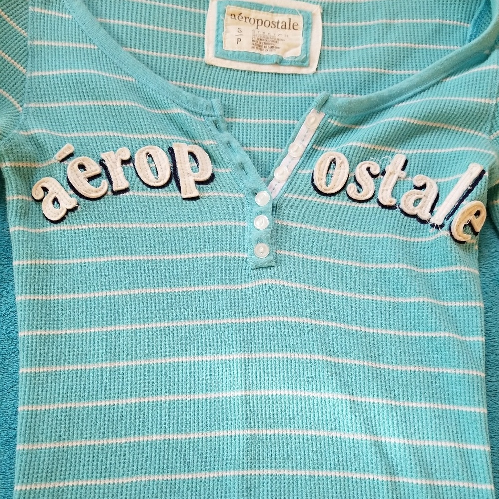 Aeropastale light blue long sleeve Stretch Shirt - Picture 2 of 5